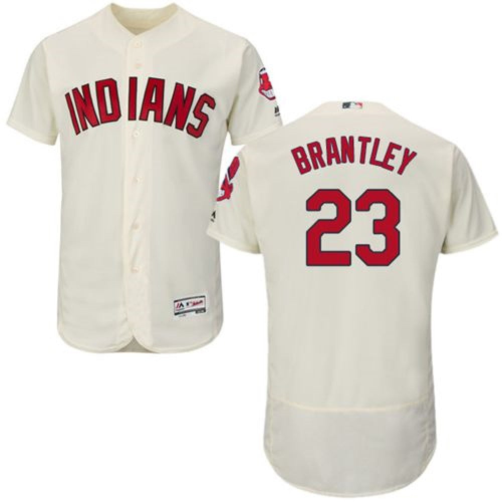 indians #23 Michael Brantley Cream Flexbase Authentic Collection Stitched MLB Jersey