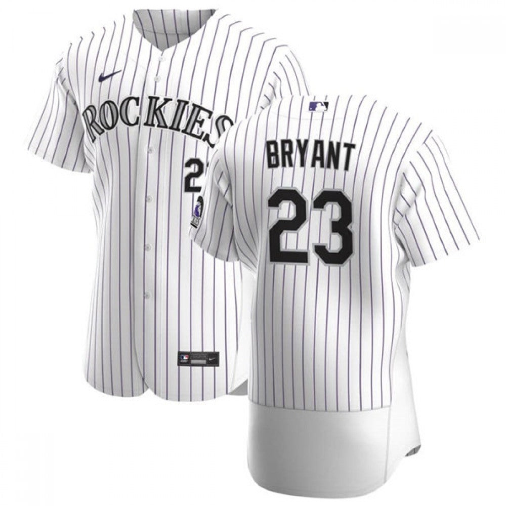 Men's Colorado Rockies #23 Kris Bryant White Flex Base Stitched Jersey