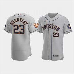 Men's Houston Astros #23 Michael Brantley Grey 60th Anniversary Flex Base Stitched Baseball Jersey