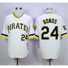 Mitchell And Ness Pirates #24 Barry Bonds White Throwback Stitched MLB Jersey