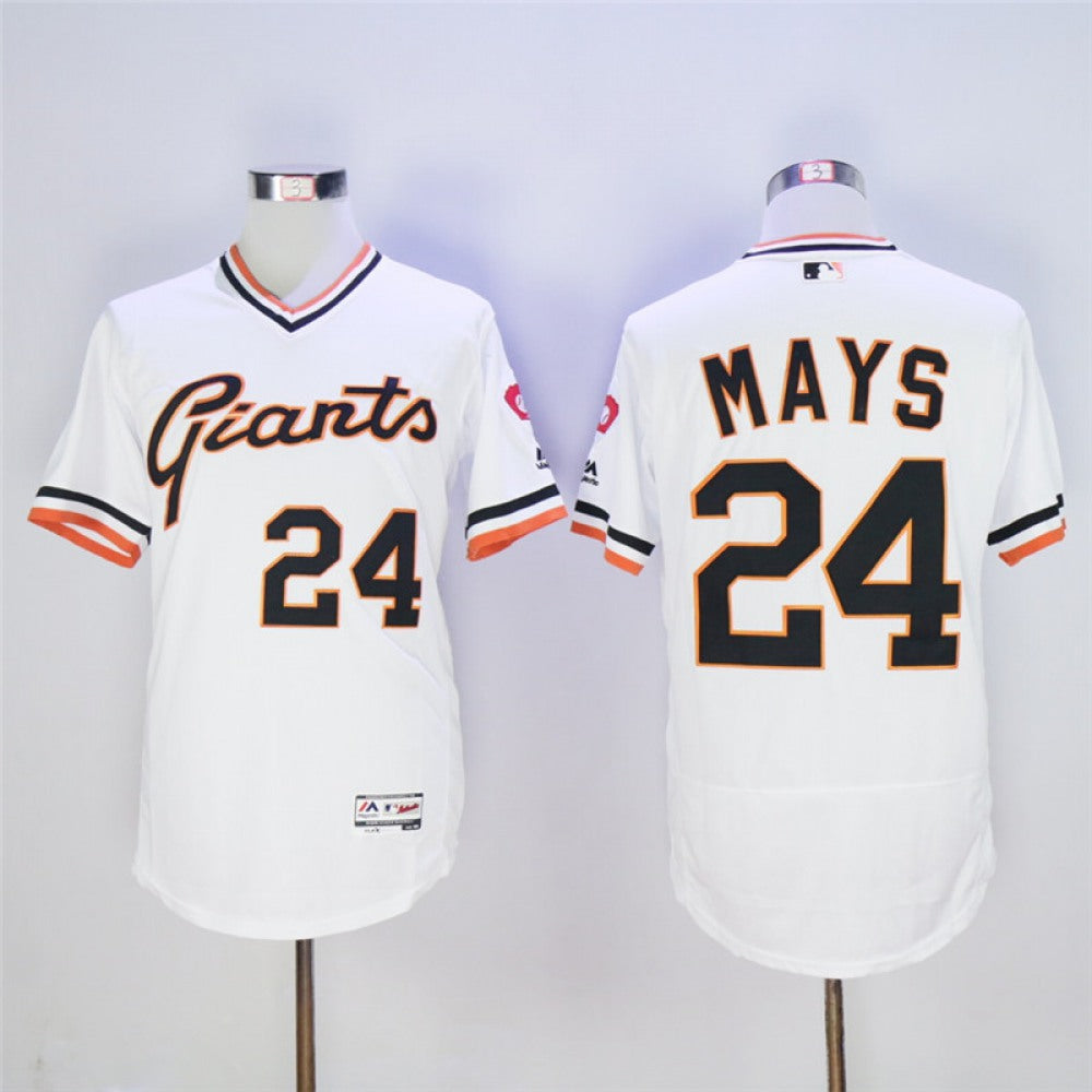 Men's San Franciscoc Giants #24 Willie Mays White Throwback Flexbase Stitched MLB Jersey