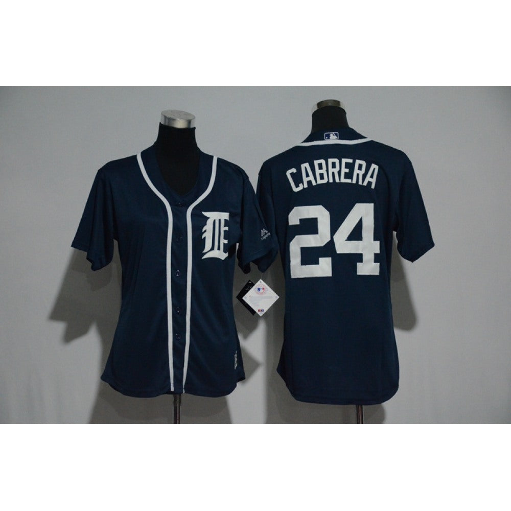 Women's Detroit Tigers #24 Miguel Cabrera Majestic Fashion Navy Cool Base Player Stitched MLB Jersey