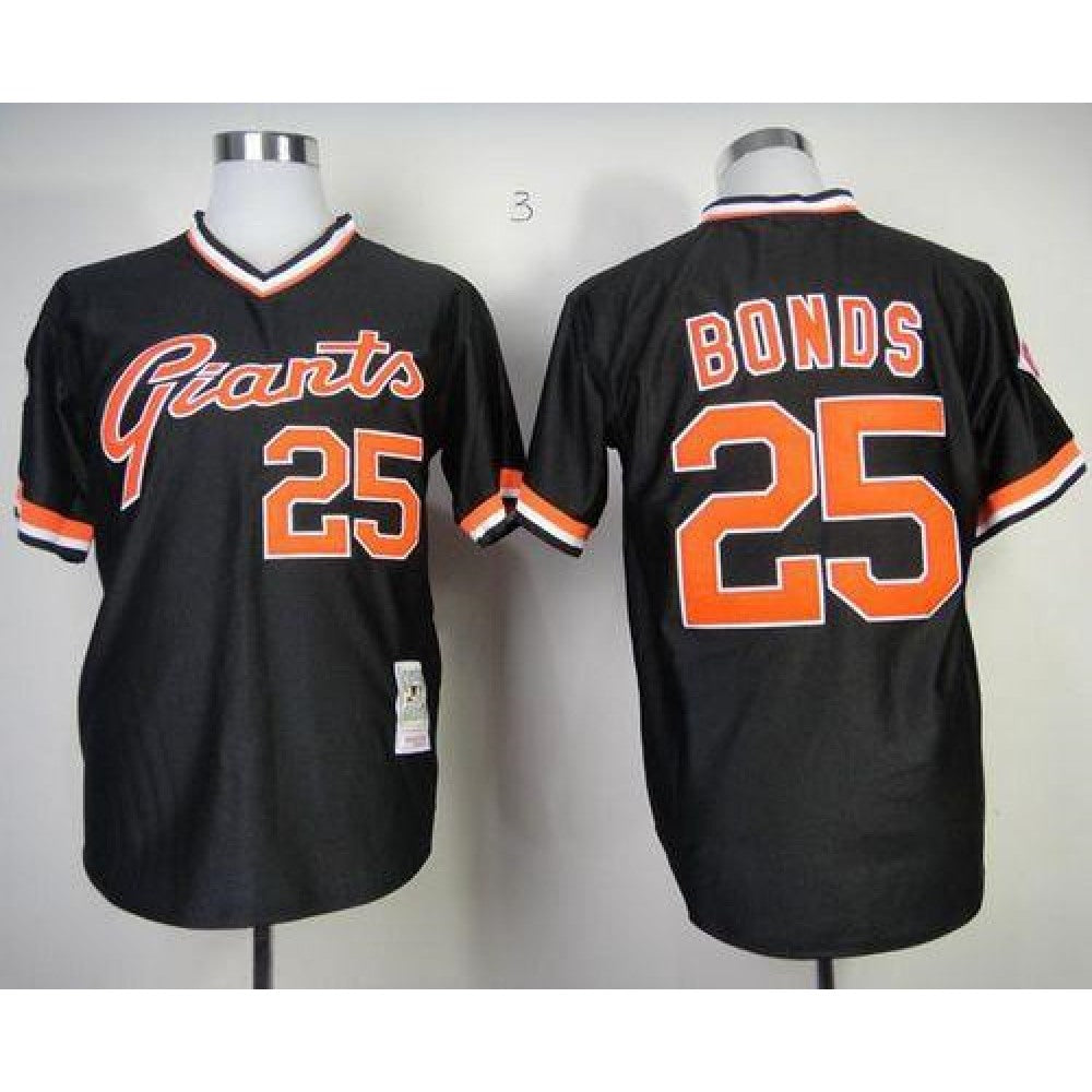 Mitchell And Ness Giants #25 Barry Bonds Black Throwback Stitched MLB Jersey