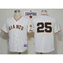 Giants #25 Barry Bonds Cream Cool Base W/2014 World Series Champions Patch Stitched MLB Jersey