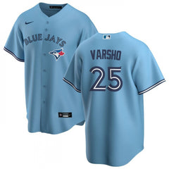 Men's Toronto Blue Jays #25 Daulton Varsho Light Blue Cool Base Stitched Jersey