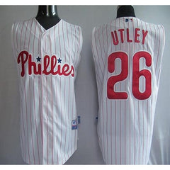 Phillies #26 Chase Utley White(Red Strip) Vest Style Stitched MLB Jersey