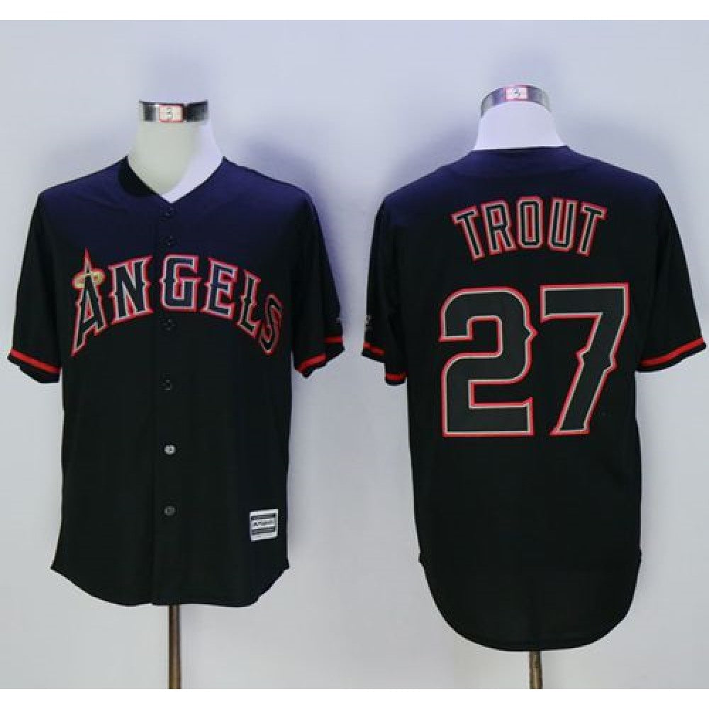Angels of Anaheim #27 Mike Trout Black New Cool Base Fashion Stitched MLB Jersey