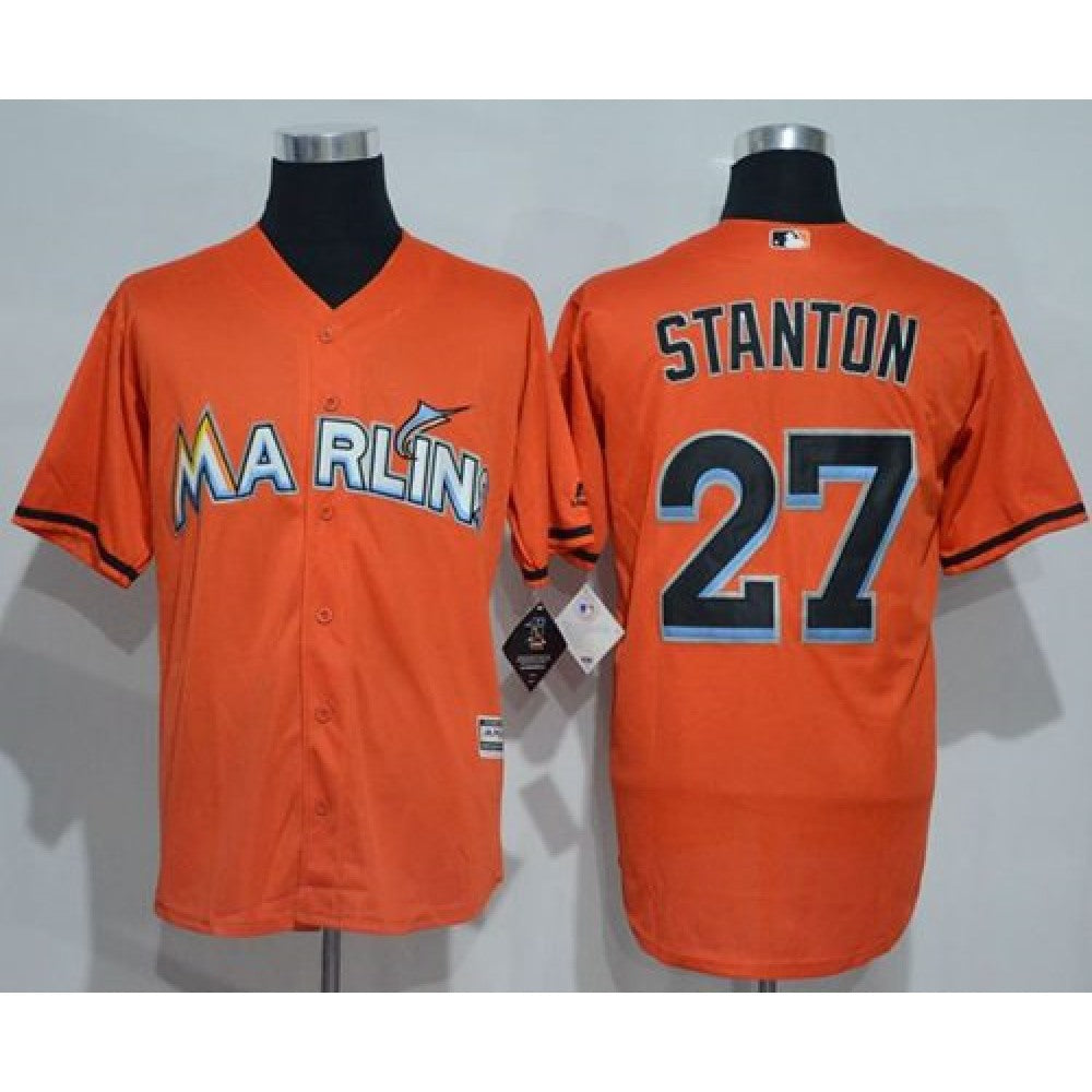 marlins #27 Giancarlo Stanton Orange New Cool Base Stitched MLB Jersey