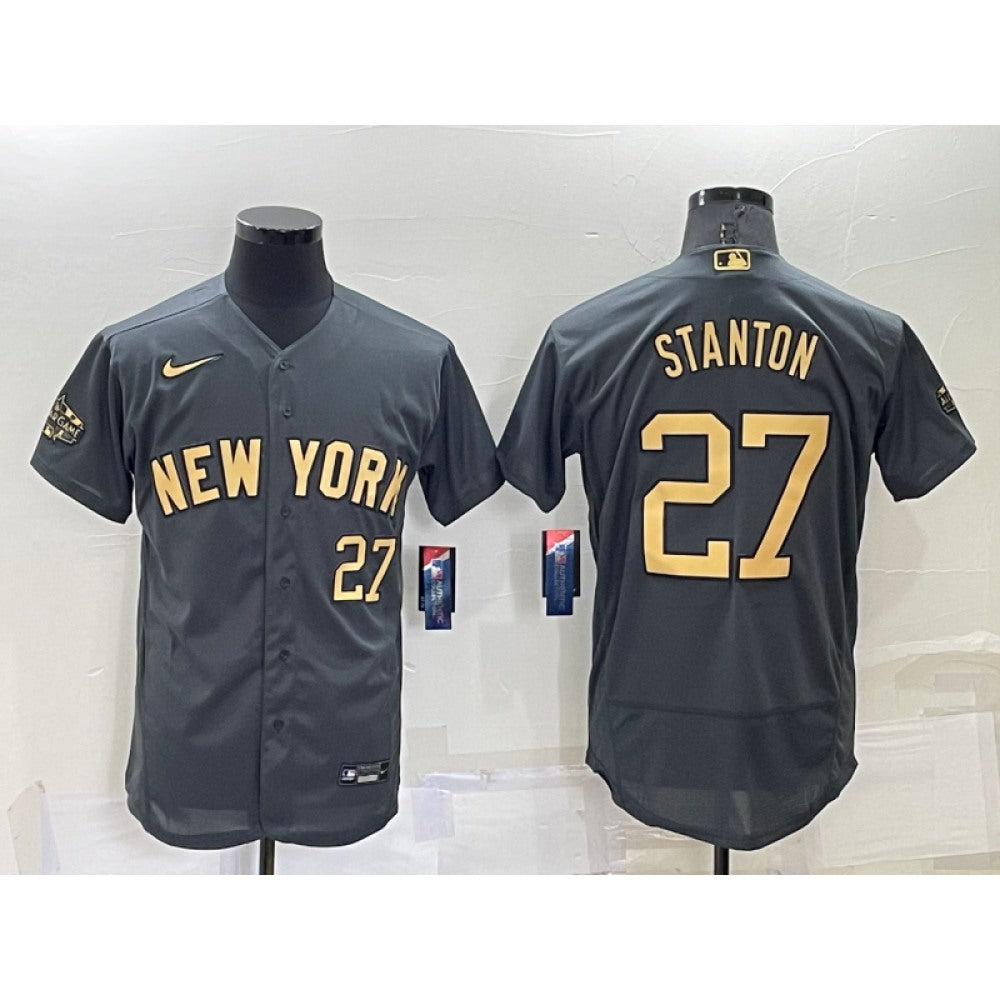 Men's New York Yankees #27 Giancarlo Stanton 2022 All-Star Charcoal Flex Base Stitched Baseball Jersey