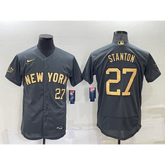 Men's New York Yankees #27 Giancarlo Stanton 2022 All-Star Charcoal Flex Base Stitched Baseball Jersey