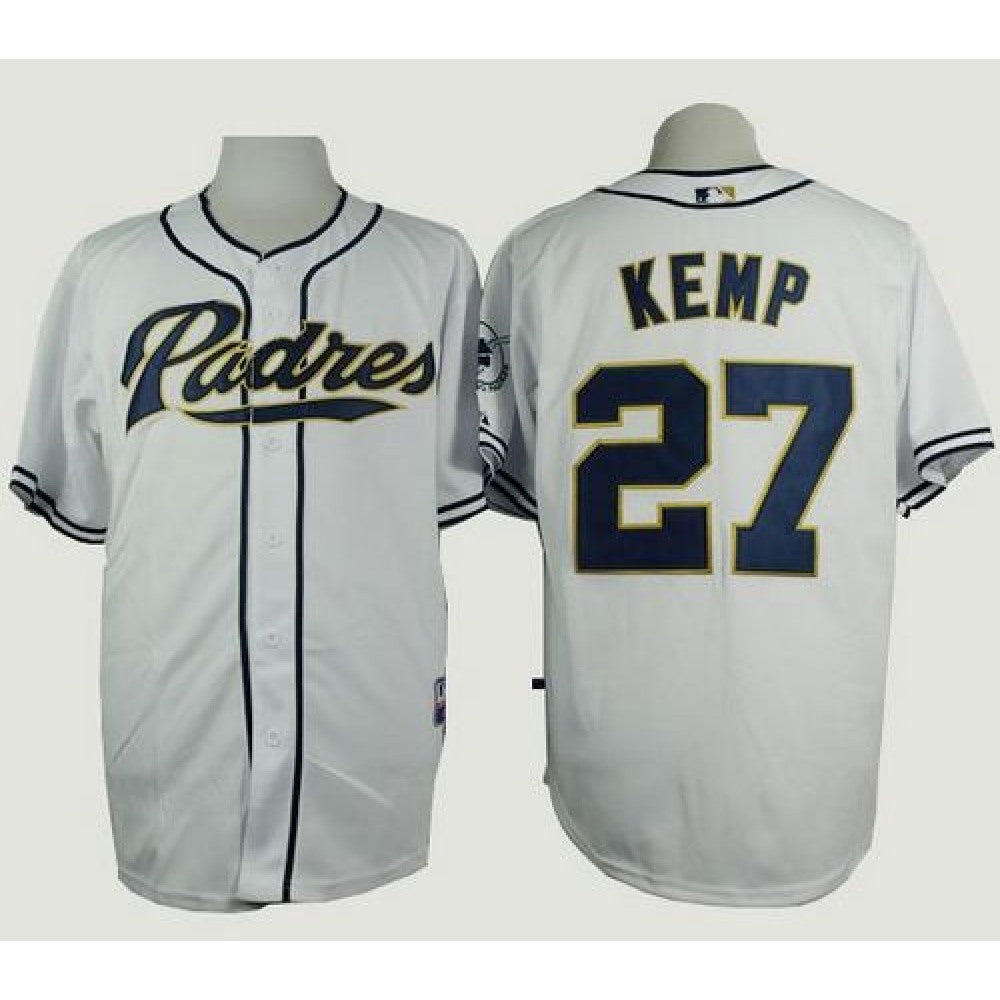 Padres #27 Matt Kemp White Cool Base Stitched MLB Jersey