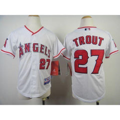 Angels #27 Mike Trout White Cool Base Stitched Youth MLB Jersey