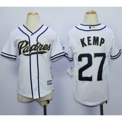 Padres #27 Matt Kemp White Home Cool Base Stitched Youth MLB Jersey