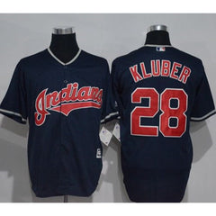 indians #28 Corey Kluber Navy Blue New Cool Base Stitched MLB Jersey