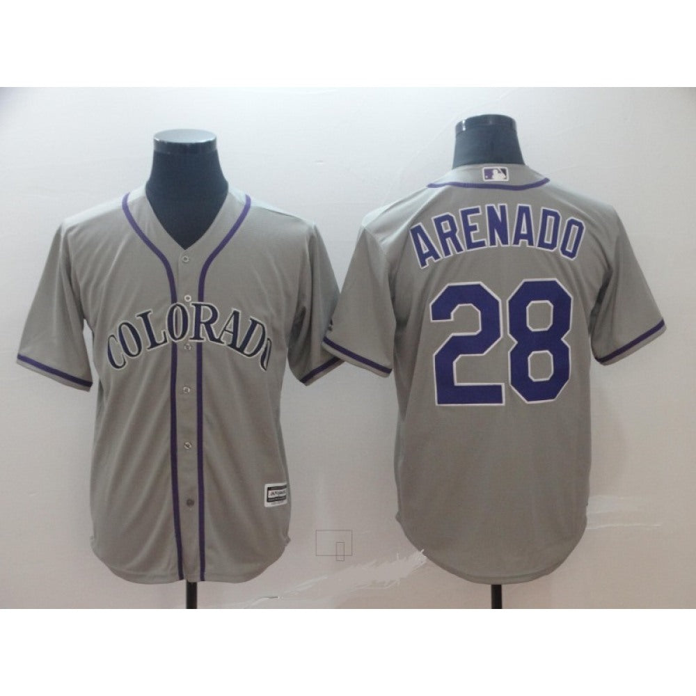 Men's Colorado Rockies #28 Nolan Arenado Grey Cool Base Stitched MLB Jersey