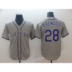 Men's Colorado Rockies #28 Nolan Arenado Grey Cool Base Stitched MLB Jersey