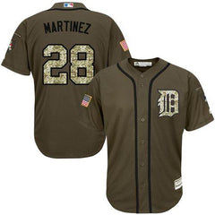 Tigers #28 J. D. Martinez Green Salute to Service Stitched Youth MLB Jersey