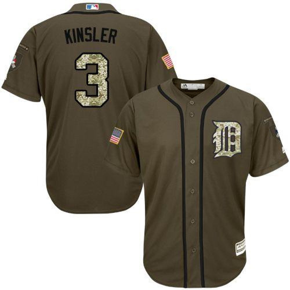 Tigers #3 ian Kinsler Green Salute to Service Stitched MLB Jersey