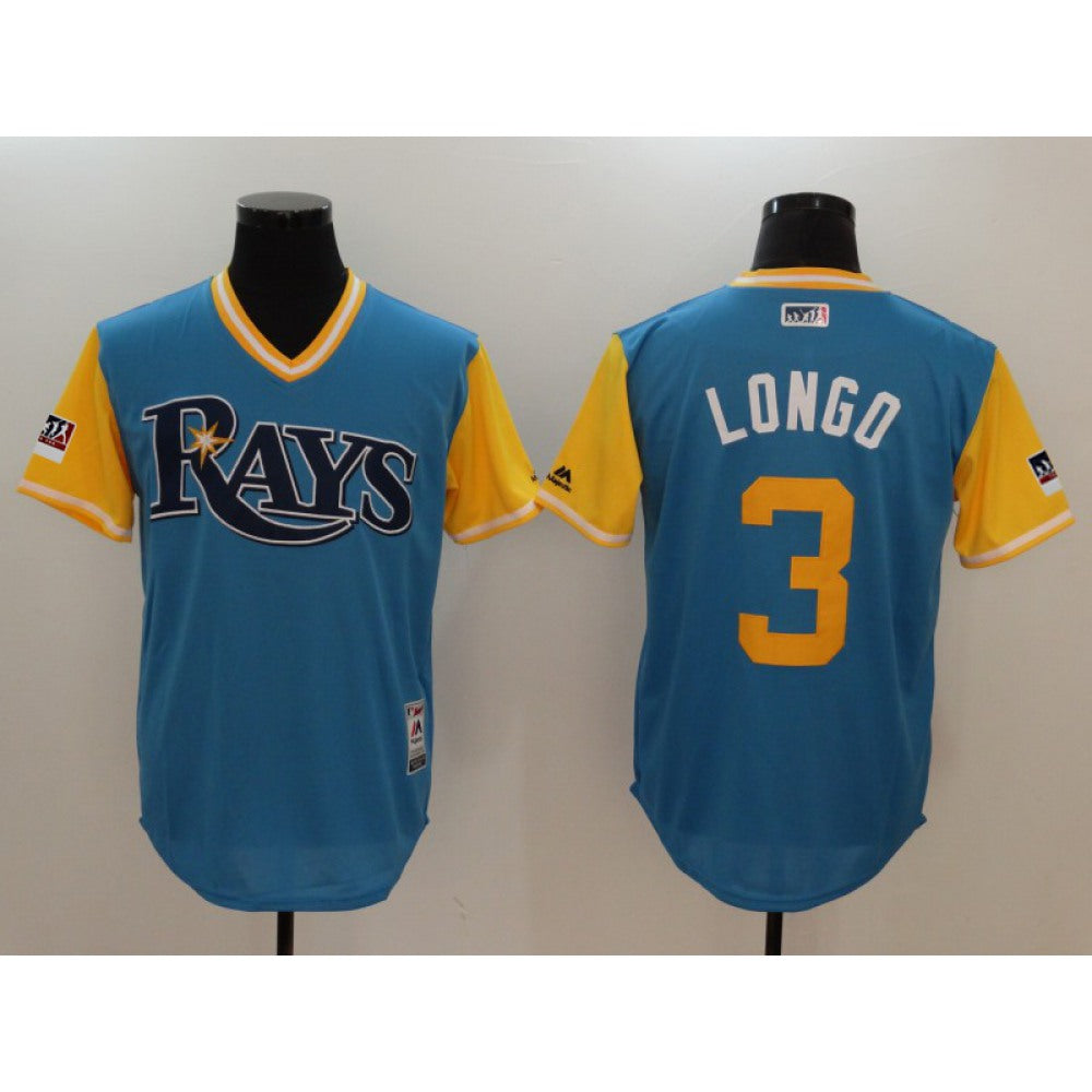 Men's Tampa Bay Rays #3 Evan Longoria "Longo" Majestic Royal/Light Yellow 2018 Players' Weekend Team Stitched MLB Jersey