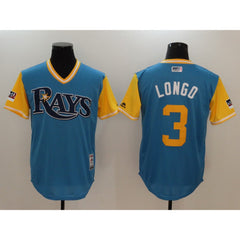 Men's Tampa Bay Rays #3 Evan Longoria "Longo" Majestic Royal/Light Yellow 2018 Players' Weekend Team Stitched MLB Jersey