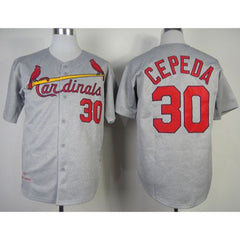 Mitchell And Ness 1967 Cardinals #30 Orlando CePena Grey Throwback Stitched MLB Jersey