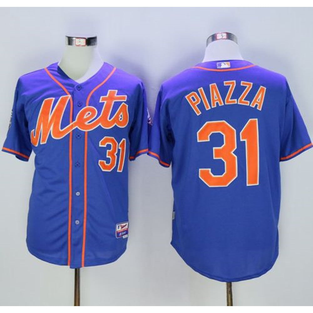 Mets #31 Mike Piazza Blue Alternate Home 2016 Hall Of Fame Patch Stitched MLB Jersey