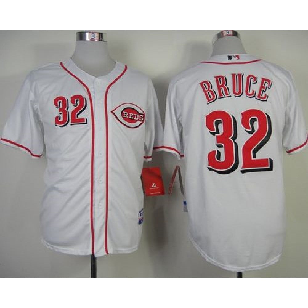 Reds #32 Jay Bruce White Cool Base Stitched MLB Jersey
