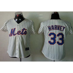 Mets #33 Matt Harvey Cream(Blue Strip) Women's Fashion Stitched MLB Jersey