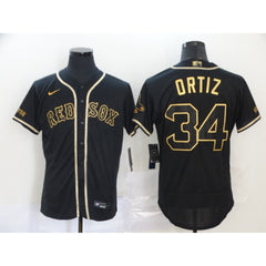 Men's Boston Red Sox #34 David Ortiz 2020 Black Golden Flex Base Stitched MLB Jersey