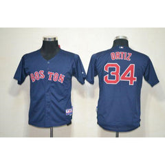 Red Sox #34 David Ortiz Dark Blue Cool Base Stitched Youth MLB Jersey