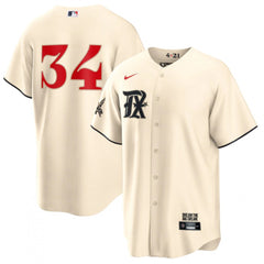Men's Texas Rangers #34 Nolan Ryan Cream 2023 City Connect Stitched Baseball Jersey