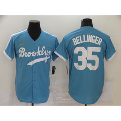 Men's Los Angeles Dodgers #35 Cody Bellinger Throwback Blue Cool Base Stitched Jersey