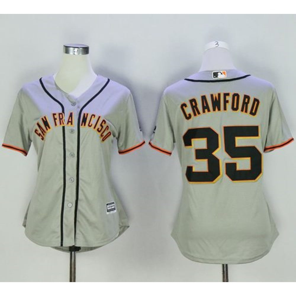 Giants #35 Brandon Crawford Grey Women's Road Stitched MLB Jersey