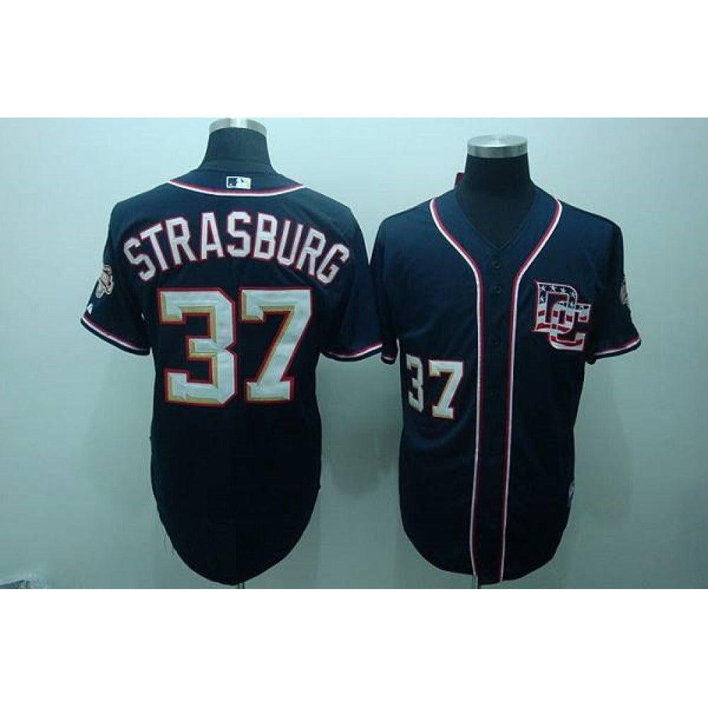 Nationals #37 Stephen Strasburg Blue Stitched MLB Jersey