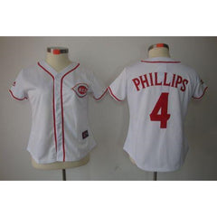 Reds #4 Brandon Phillips White Women's Fashion Stitched MLB Jersey