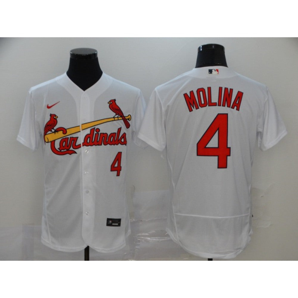 Men's St. Louis Cardinals #4 Yadier Molina White Flex Base Stitched MLB Jersey