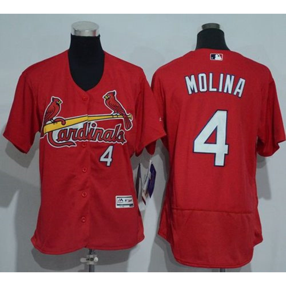 Cardinals #4 Yadier Molina Red Flexbase Authentic Women's Stitched MLB Jersey