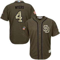 Padres #4 Wil Myers Green Salute to Service Stitched Youth MLB Jersey