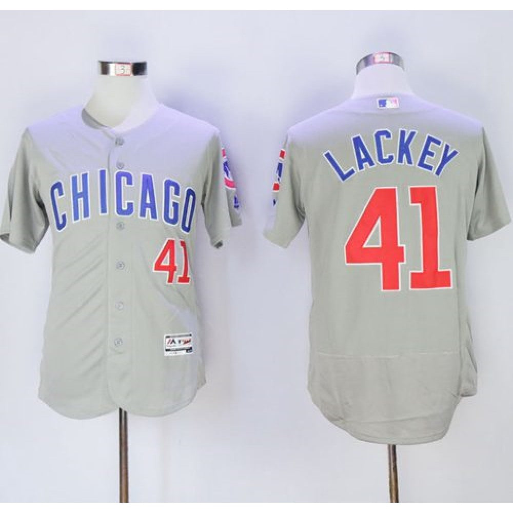 Cubs #41 John Lackey Grey Flexbase Authentic Collection Road Stitched MLB Jersey