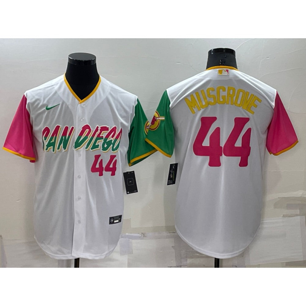 Men's San Diego Padres #44 Joe Musgrove 2022 White City Connect Cool Base Stitched Jersey
