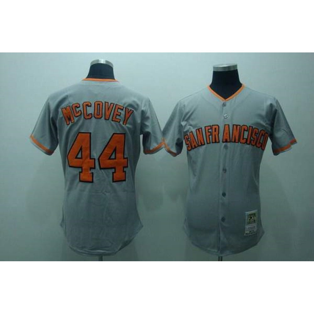 Mitchell and Ness Giants #44 McCovey Stitched Grey Throwback MLB Jersey