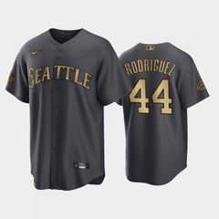 Men's Seattle Mariners #44 Julio Rodriguez 2022 All-Star Charcoal Cool Base Stitched Baseball Jersey