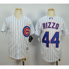 Cubs #44 Anthony Rizzo White(Blue Strip) Cool Base Stitched Youth MLB Jersey