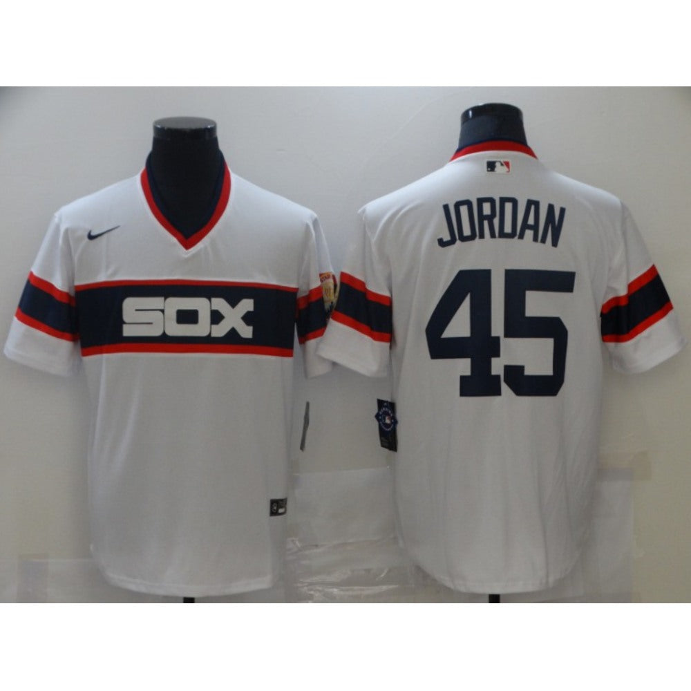 Men's Chicago White sox #45 Michael Jordan White Throwback Stitched Jersey