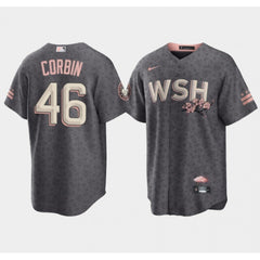 Men's Washington Nationals #46 Patrick Corbin 2022 Grey City Connect Cherry Blossom Cool Base Stitched Jersey