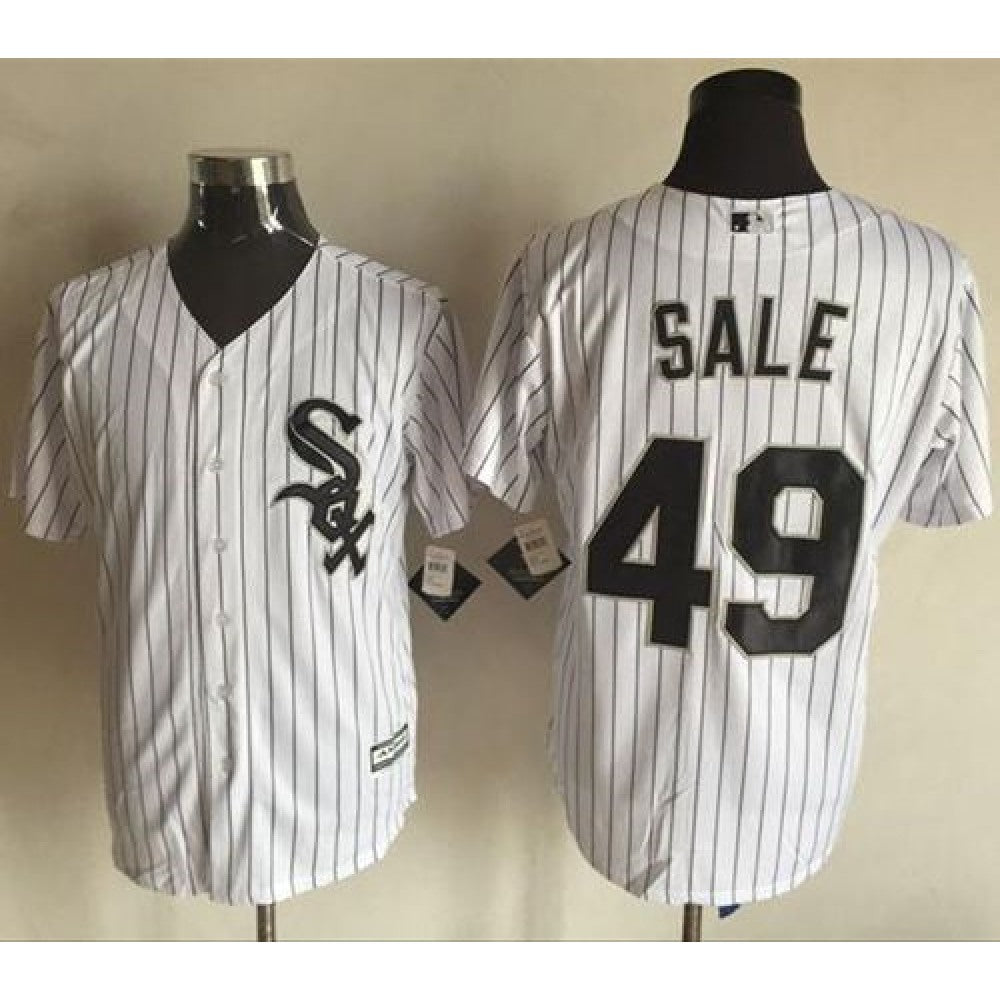 White Sox #49 Chris Sale White(Black Strip) New Cool Base Stitched MLB Jersey