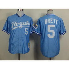 Mitchell and Ness Royals #5 George Brett Light Blue Throwback Stitched MLB Jersey
