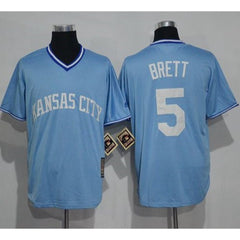 Royals #5 George Brett Light Blue Cooperstown Stitched MLB Jersey