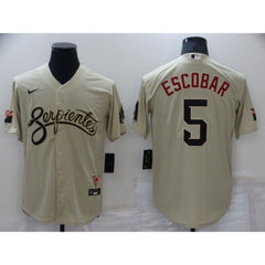 Men's Arizona Diamondbacks #5 Eduardo Escobar Cream Cool Base Stitched Jersey