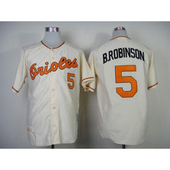 Mitchell And Ness 1989 Orioles #5 Brooks Robinson Cream Throwback Stitched MLB Jersey
